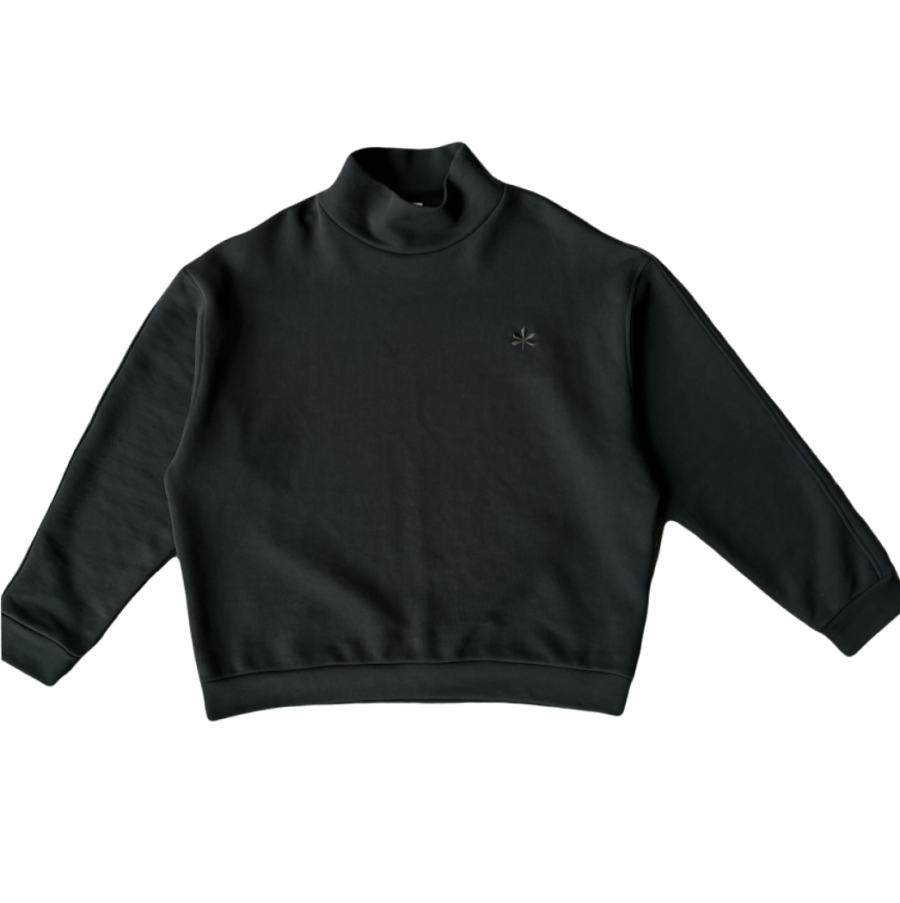 DARK GREEN FUNNEL-NECK SWEATSHIRT WITH CHESTNUT – SUPPORT by Poustovit